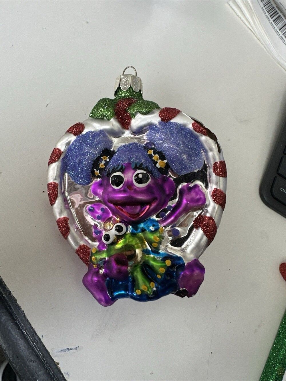 Kurt Adler Blown Glass Christmas Ornament Sesame Street Abby W/ Frog from Elmo